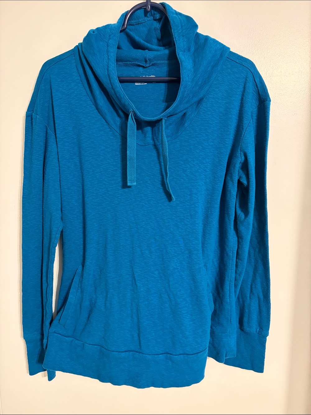 Women's Teal Cowl Neck Pullover Hoodie
